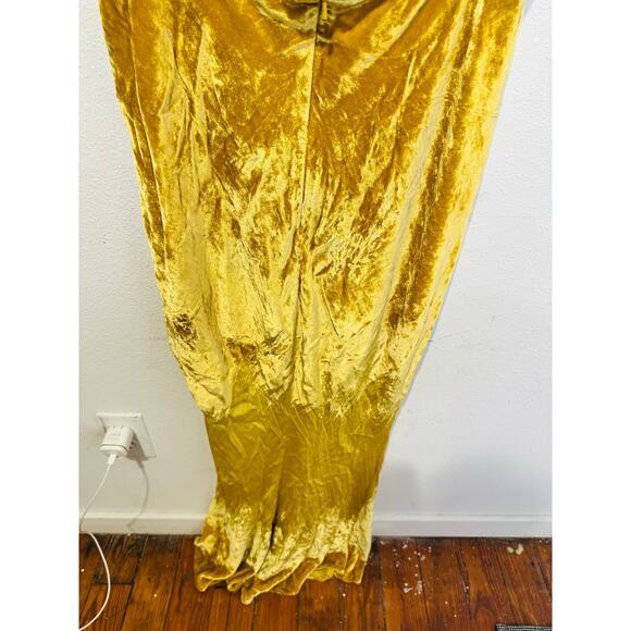 SALONI Gold Velvet High Neck Cinched Waist Cap Sleeves Fabienne Gown size US 8 - Picture 12 of 16